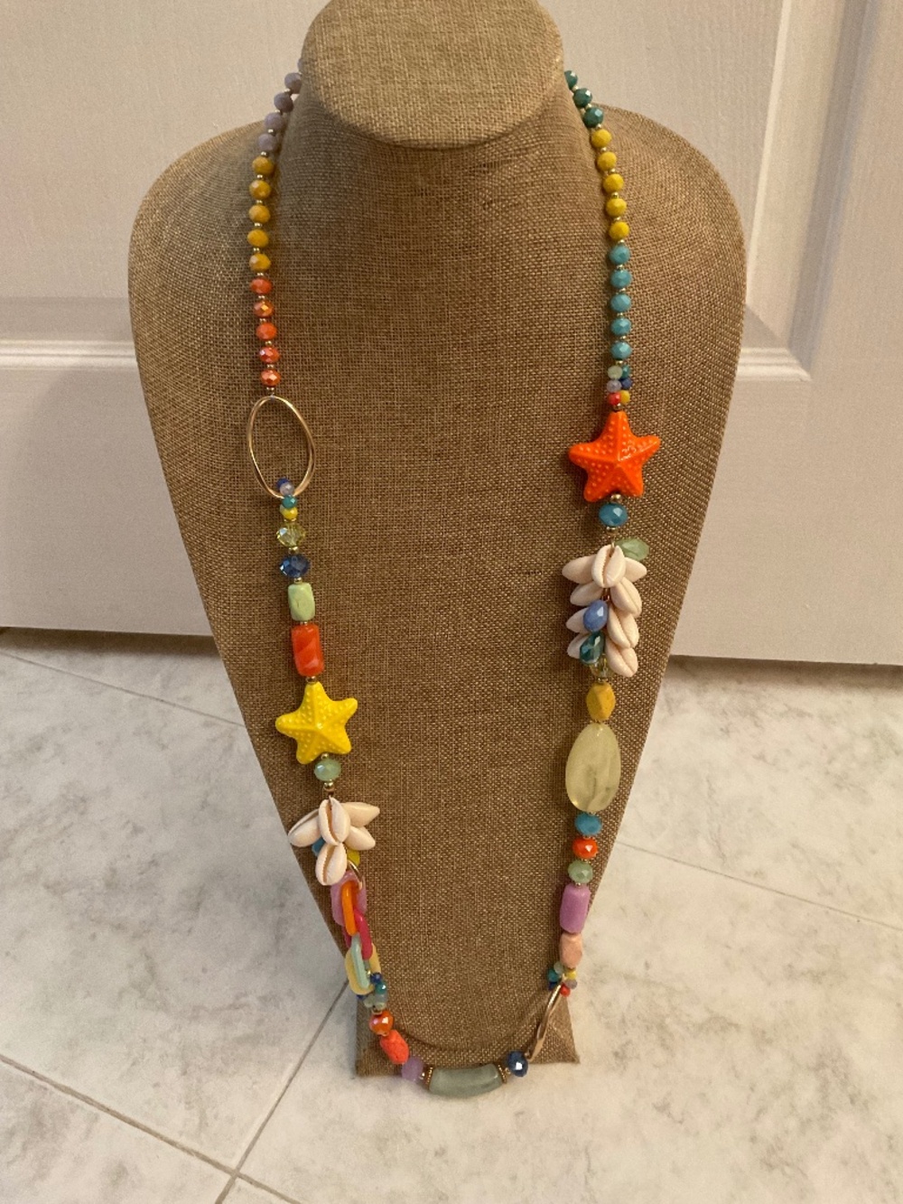 Beaded Multi Colored Necklace with Beach Theme Handmade from Italy *NEW*